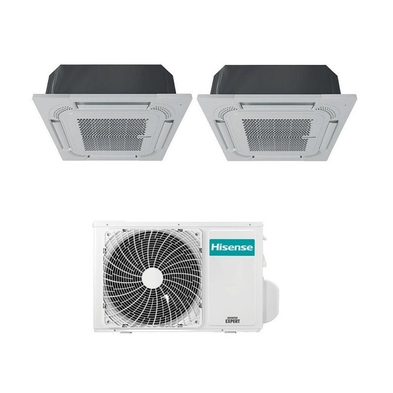 Hisense Condizionatore Cassetta A 4 Vie Dual Split Inverter Gas R32 9000+12000 Btu 2Amw42U4Rgc A++